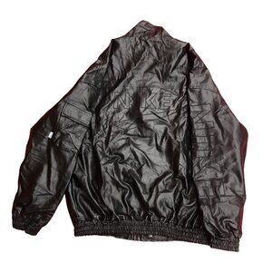 VINTAGE Nike Leather Jacket BIG LOGO Large Black